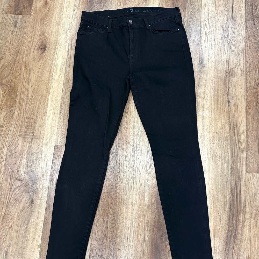 7 For All Mankind Women's Black Denim Skinny Jeans size 32